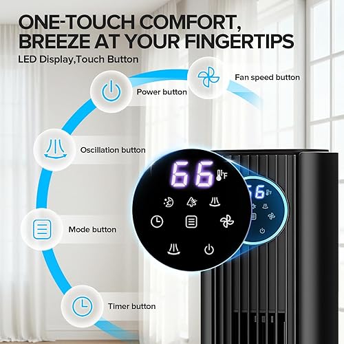 Miniatura 3 de Ventilador de torre para dormitorio, ventilador de pie sin aspas que sopla aire frío para el hogar, ventiladores de piso de enfriamiento silenciosos