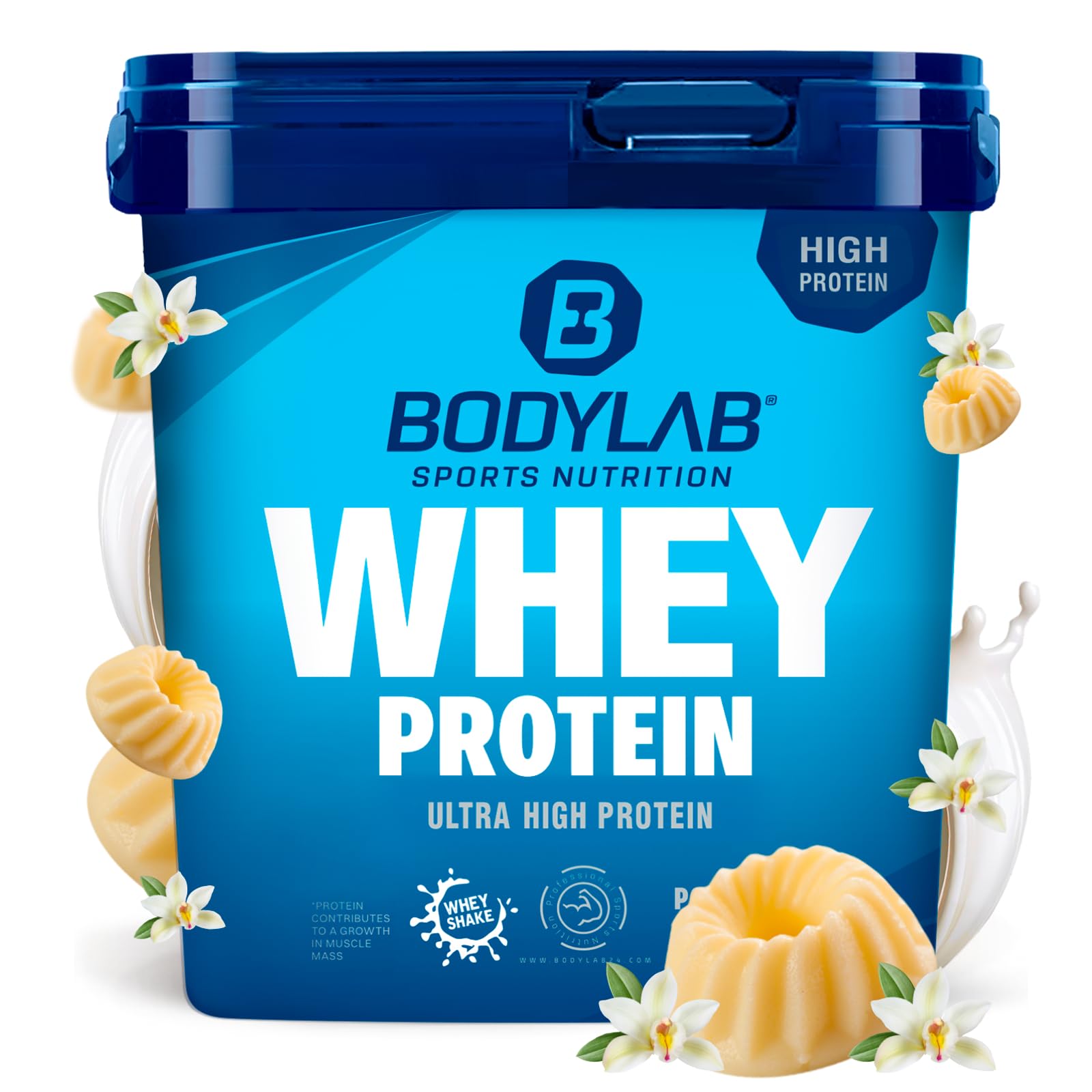 Bodylab24 Whey Protein Pulver, Vanilla Pudding, 2kg | Bis zu 24 g Protein pro Portion, hochwertiges Molkenprotein, perfekt löslich, ideal für Protein Shakes rund ums Training
