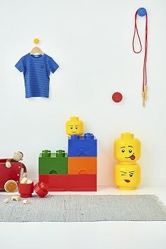 Storage Head Small - Winking - Polypropylene Storage Box with Lid for Kids' Toy Storage Stackable Organizer and Fun Storage Solution LEGO Toy Box