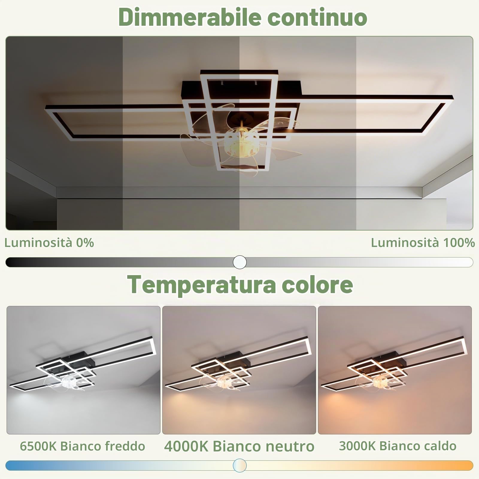 Ventilatore a Soffitto Con Illuminazione Lampada Ventilatore