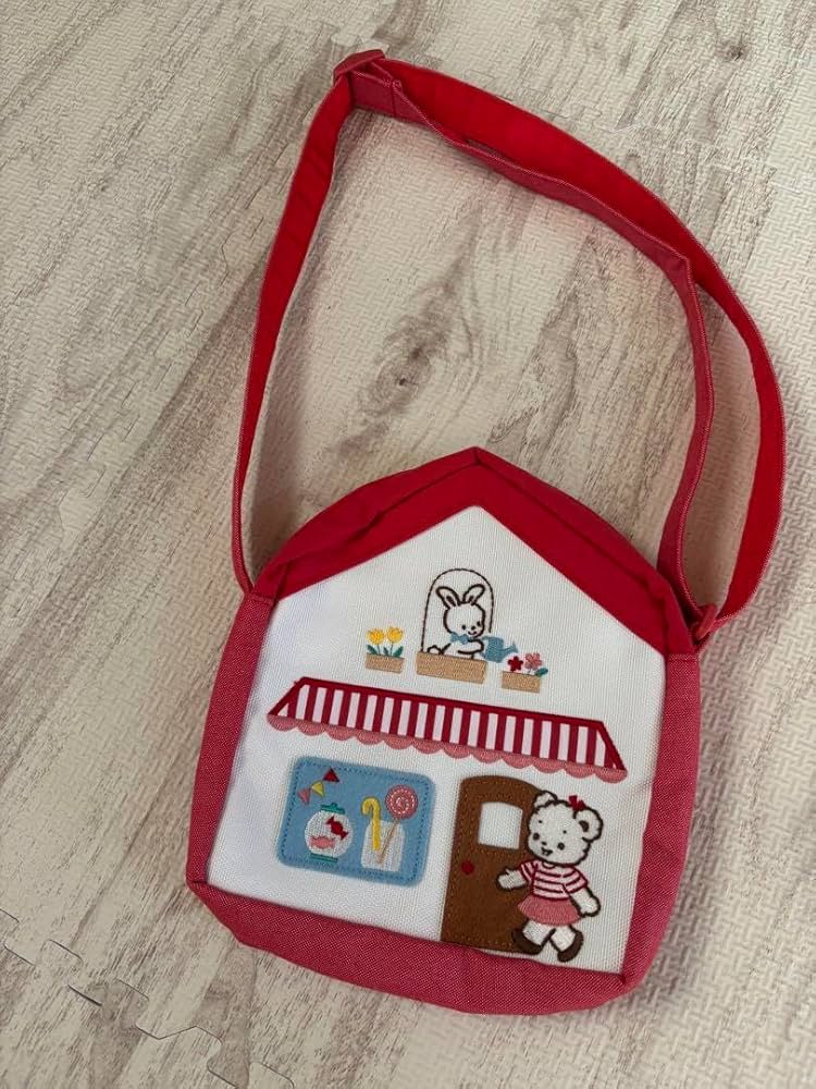 ikariとファミリアのコラボクマと犬の刺繍 ショルダーバッグ