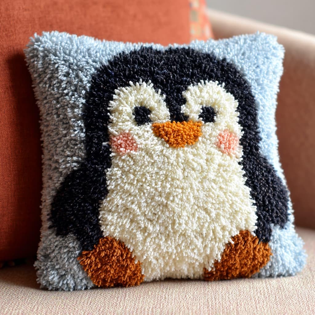 Henypt Latch Hook Cushion Kits Penguin