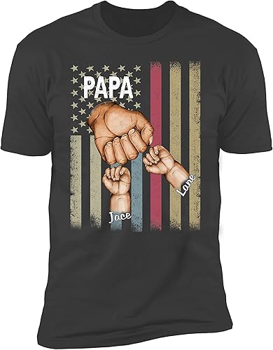 Miniatura 3 de NAZENTI Personalized Fist Bump Dad Grandpa Shirt Custom Father's Day Shirt Gift for Men on Fathers Day Birthday S-4XL