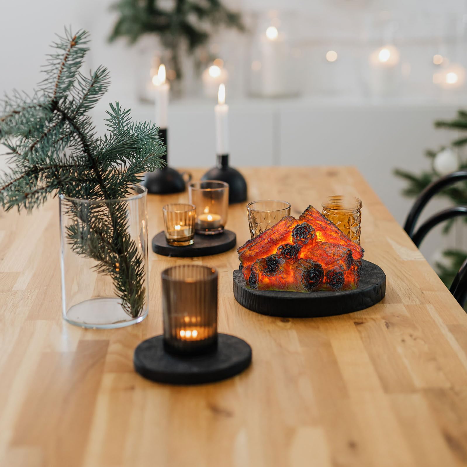 Abaodam Lampada Effetto Fiamma in Resina e Abs Simulazione Carbone Luce LED Realistica senza Fiamma per Decorazioni Natalizie e Ambienti Interni Sicura e Versatile