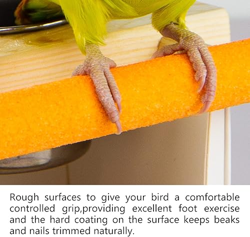 Miniatura 5 de Juguete de espejo de loro con tazas de alimentación de acero inoxidable, marcos de madera para pájaros con perca de jaula para periquitos pequeños,