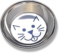 Van Ness Whisker-Friendly Stainless Steel Cat Bowl - 8oz Wide Saucer Dish, Non-Skid Base, BPA-Free for Reduced Whisker Fatigue