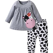 Baby Girls Clothes Set 2 Piece Long Sleeve Cartoon Pattern Infant Outfits
