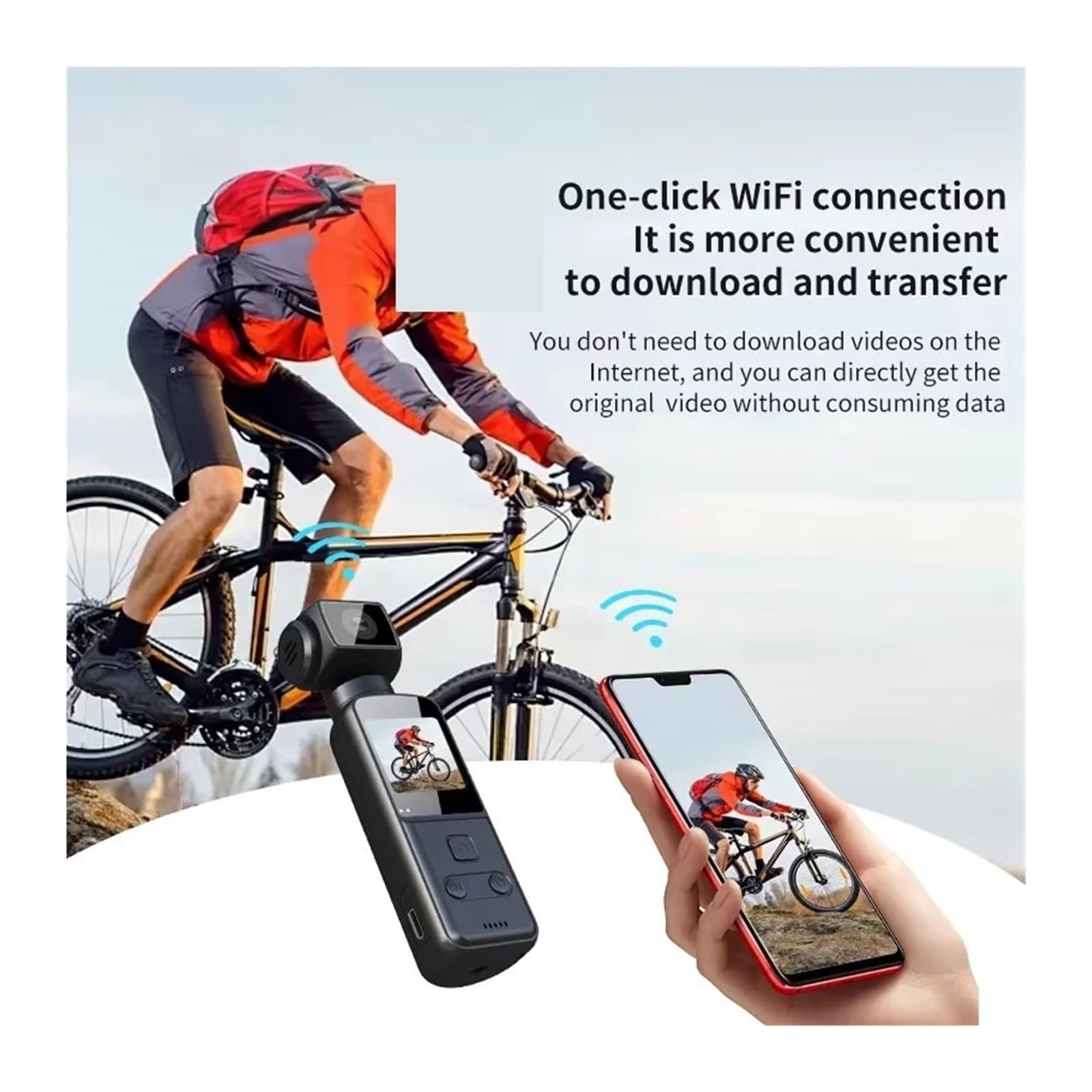 Kamera sportowa, Kamera sportowa 4K Pocket Action Camera Obrotowa wodoodporna obudowa Rower Podróż Kierowca Rejestrator,do jazdy na rowerze, motocyklu
