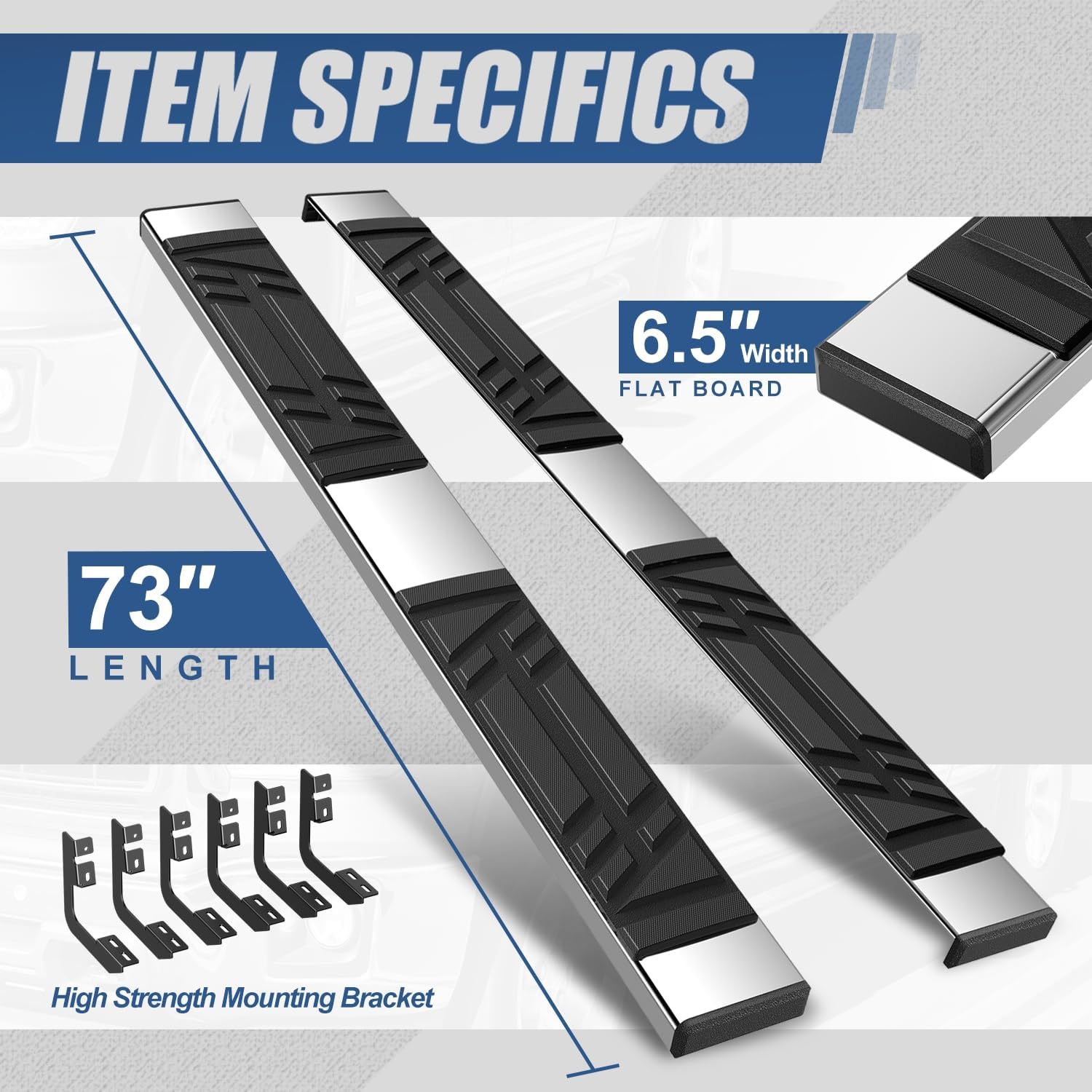 Auto Dynasty Running Boards Compatible with 2002-2009 Chevy Trailblazer GMC Envoy, Stainless Steel Side Step Rail Nerf Bars, 6.5" x 73" Step Bars, Polished Chrome