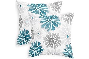 Teal Couch Pillows for Tranquil Living Rooms: CaliTime Blooming Flowers Pillow Cases