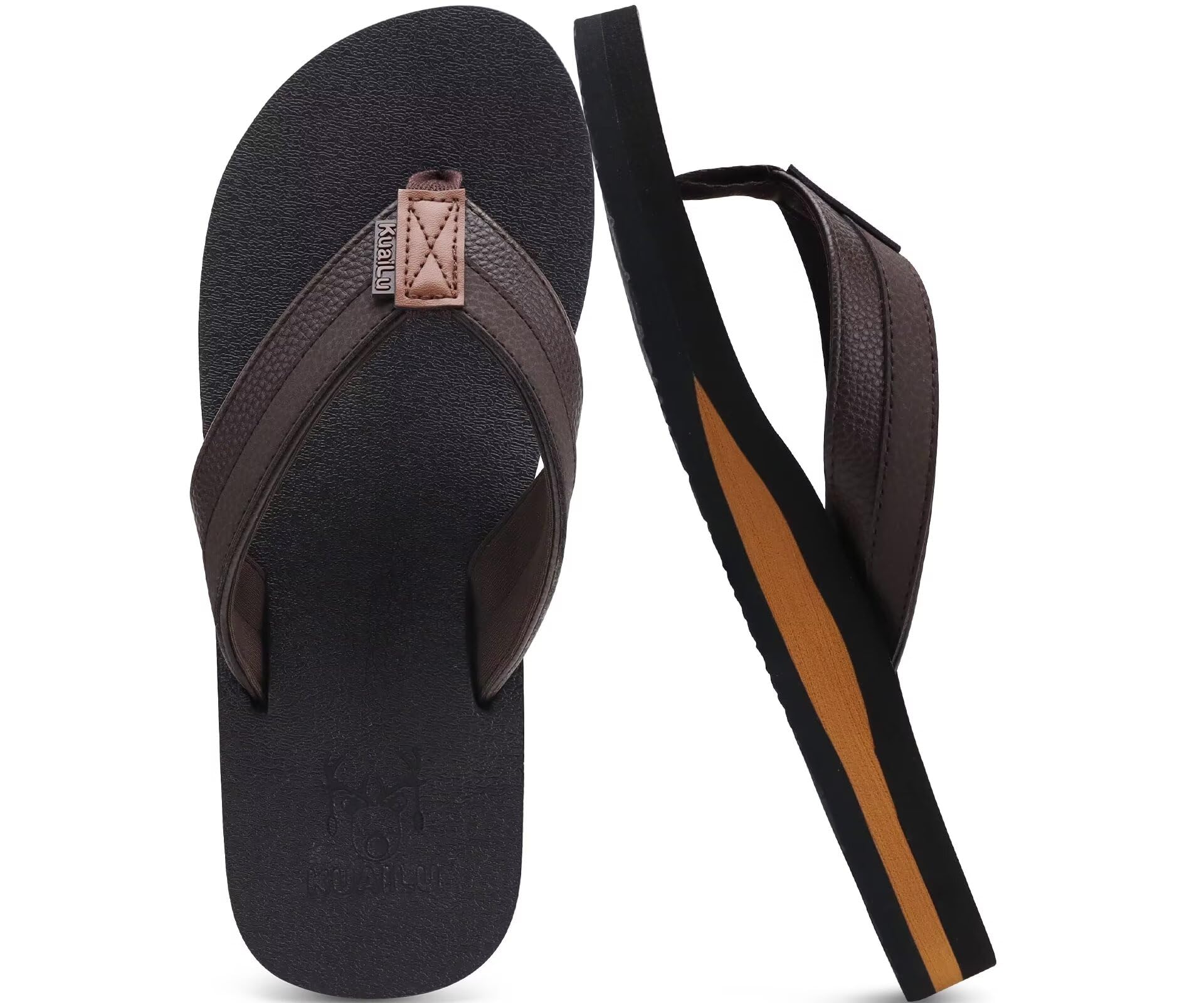 KuaiLu Teenslippers Heren Zacht Leder baden Flip Flops voor Mannen Yogamat Zomer Vakantie Strand Modieuze Sandalen Brede voeten Zwembad Douche Non Slip Schoenen KuaiLu Teenslippers Heren Zacht Leder baden Flip Flops voor Mannen Yogamat Zomer Vakantie Strand Modieuze Sandalen Brede voeten Zwembad Douche Non Slip Schoenen