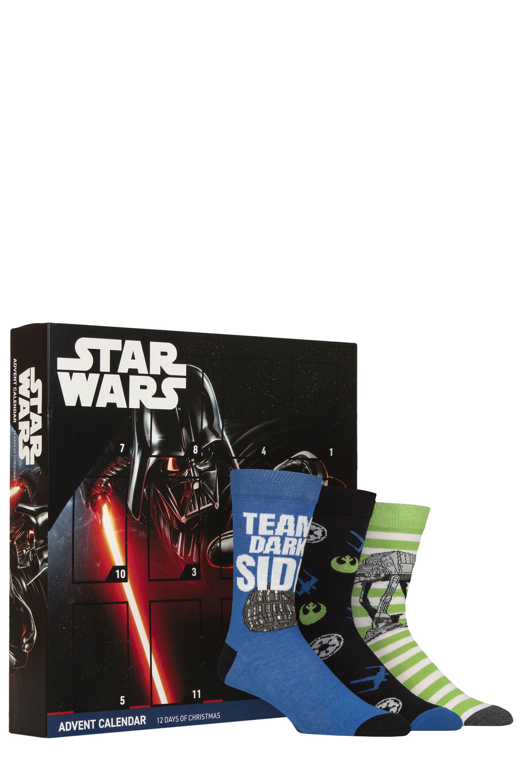 SockShop Star Wars Herren-Adventskalender-Socken (12 Paar) – Offizielles Geschenkset mit kultigen Charakteren, hochwertigen Baumwoll-Designs, tolles Weihnachts für Fans