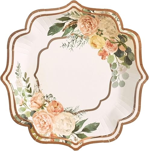 Miniatura 7 de Efavormart - Paquete de 25 platos de papel desechables de 8 pulgadas con borde festoneado para postres y aperitivos, platos desechables para