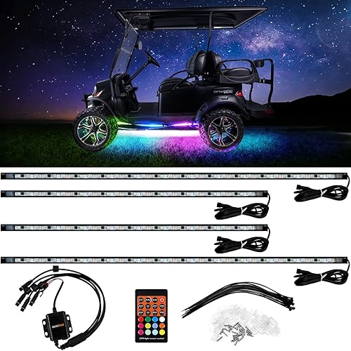 Miniatura 3 de Kit de tira de luz LED Underglow para carrito de golf, voltaje de 12 V, 4 piezas expandibles, kit de iluminación LED de neón de acento de millones