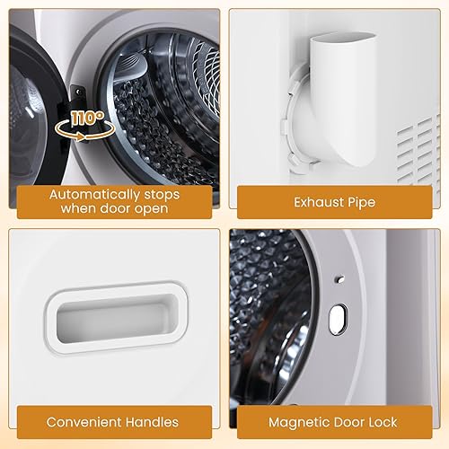 Miniatura 5 de Auertech Secadoras portátiles de 1.5 pies cúbicos para lavandería, secadora de ropa compacta con bañera de acero inoxidable, secadora de 1400 W