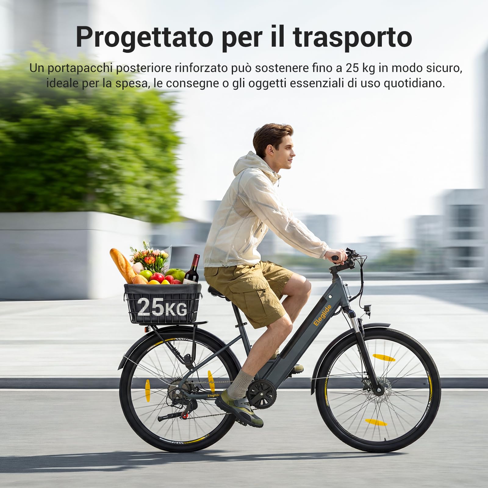 Eleglide Bicicletta elettrica da trekking, bicicletta elettrica T1 Step-Thru, 27,5", bici da trekking, E-Citybike con batteria al litio da 36 V, 13 Ah, fino a 100 KM, motore da 250 W, 7 marce, display