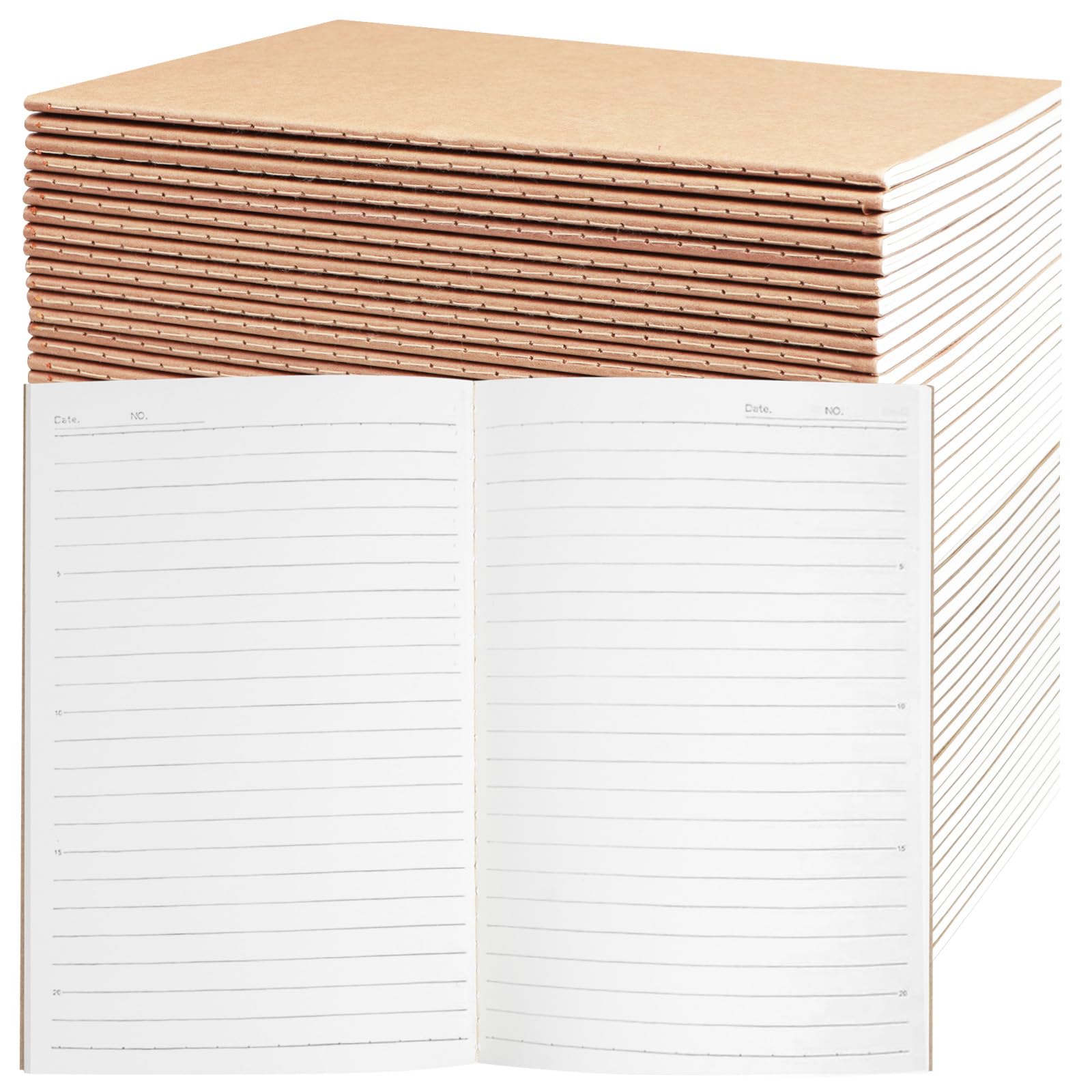 Confezione da 48 quaderni A5 in carta kraft, a righe, 21,1 x 14 cm, 60 pagine, set di quaderni da viaggio per lavoro, scuola, studenti, bambini, regalo, ufficio, forniture per il rientro a scuola