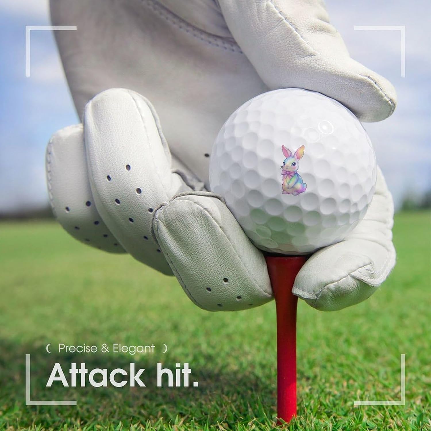 Cute Pastel Rainbow Easter Bunny Standard Golf Balls Performance Golf Distance Ball Gift for Golfers