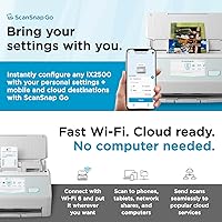 Vista 4 de ScanSnap iX2500 Escáner de Documentos, Fotos y Recibos, Inalámbrico o USB, de Alta Velocidad, Habilitado para la Nube, con Pantalla Táctil Grande