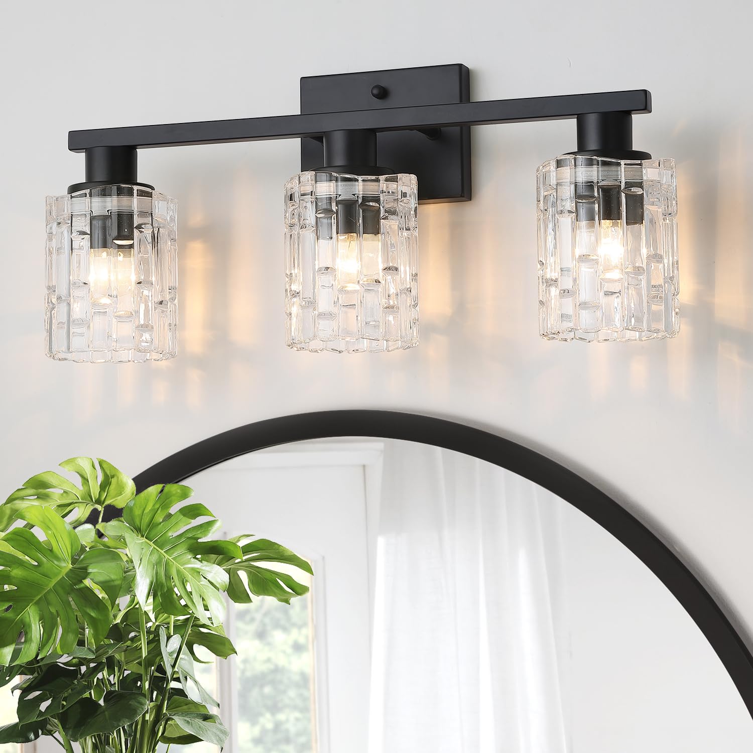 huong son 3 Light Matte Black Bathroom Vanity Light Over Mirror, Modern Vanity Lighting with ...