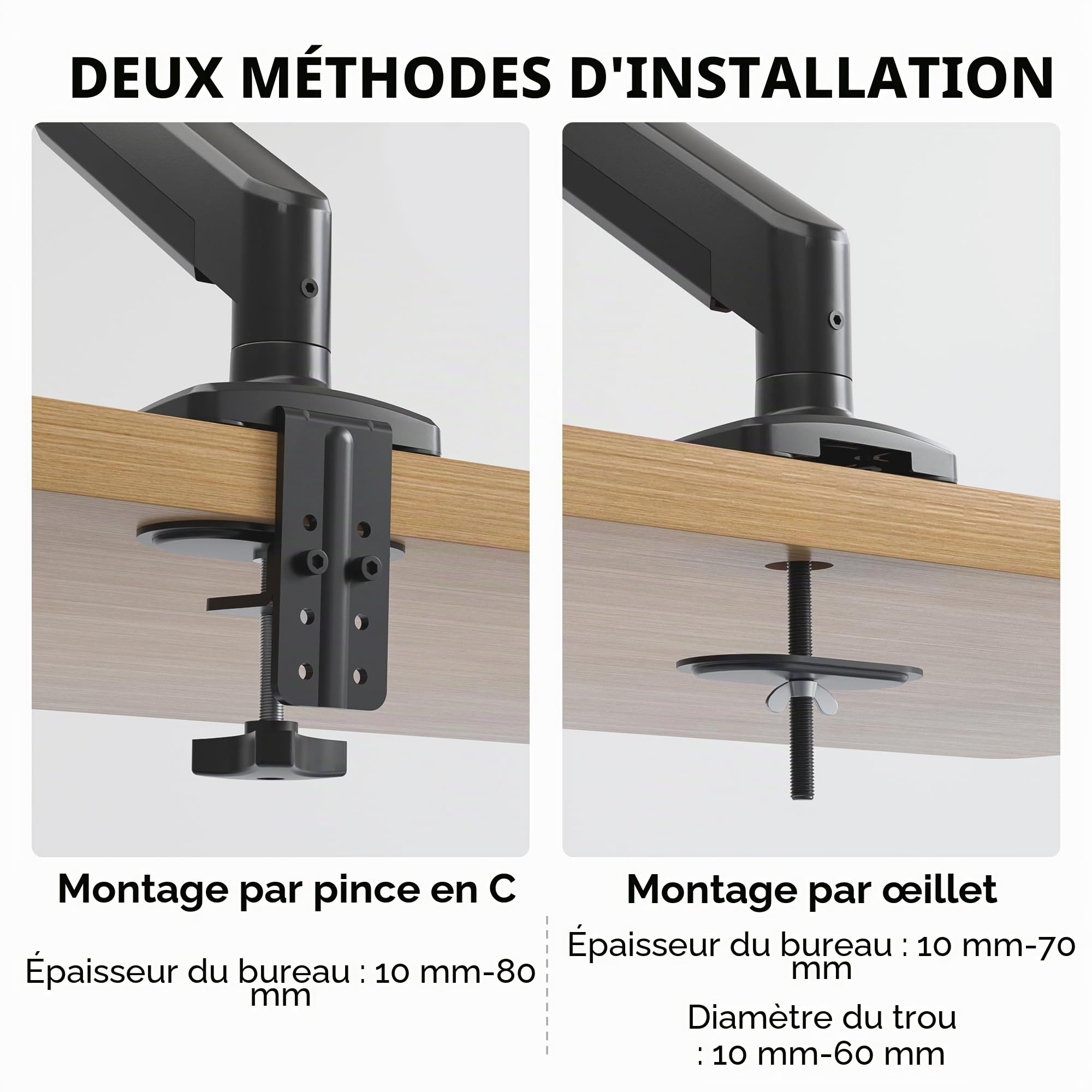 BONTEC Bras Ecran PC à Ressort à Gaz, 15-34 Pouces, Charge 12 kg