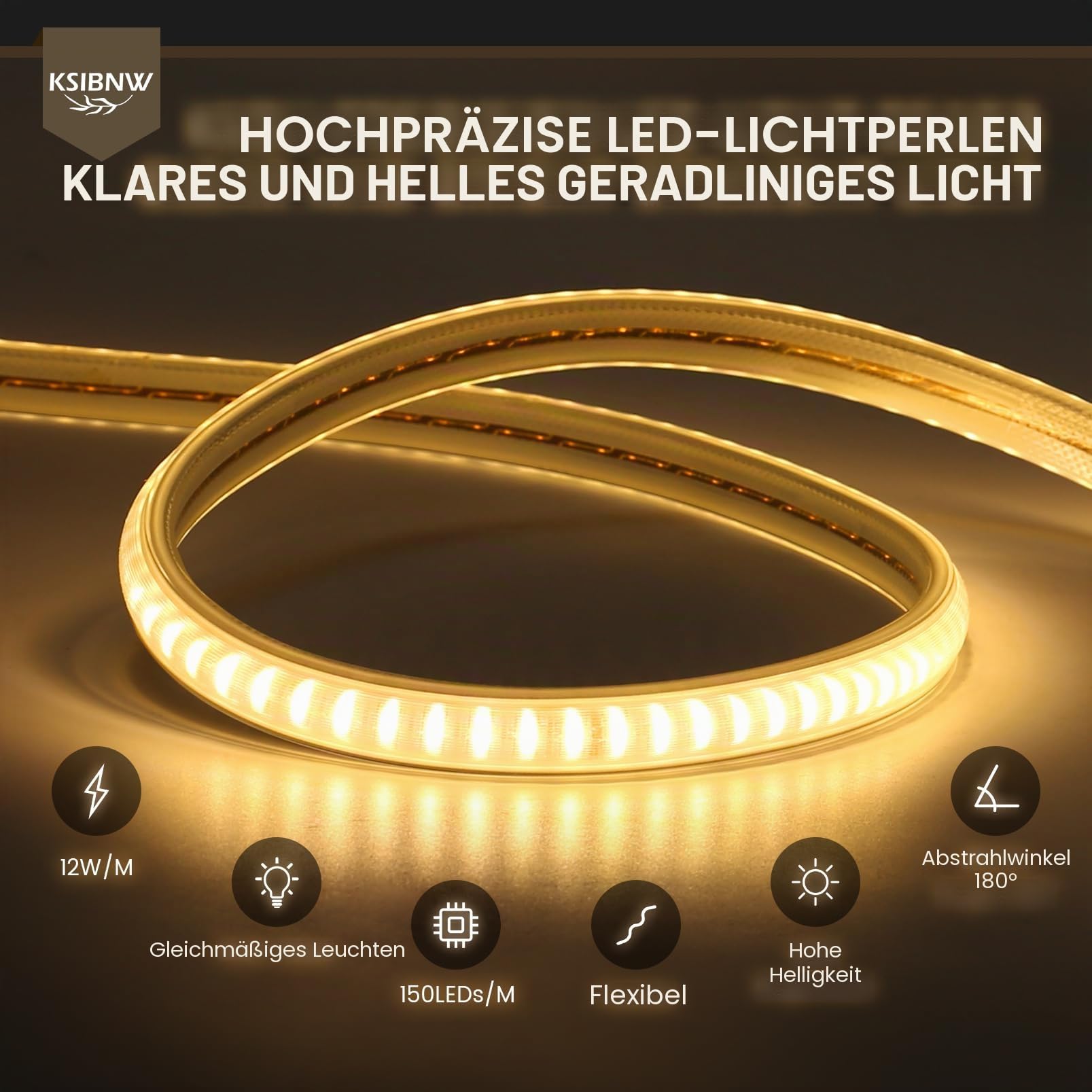 KSIBNW LED Streifen Aussenbereich 20M, 230V Neon LED Strip Wasserdicht IP65 Schlauch Warmweiß 3000K Led Leiste Band Flexibel Outdoor 145LEDs/M Lichtleiste mit Netzteil und Stecker für Außen Innen Deko