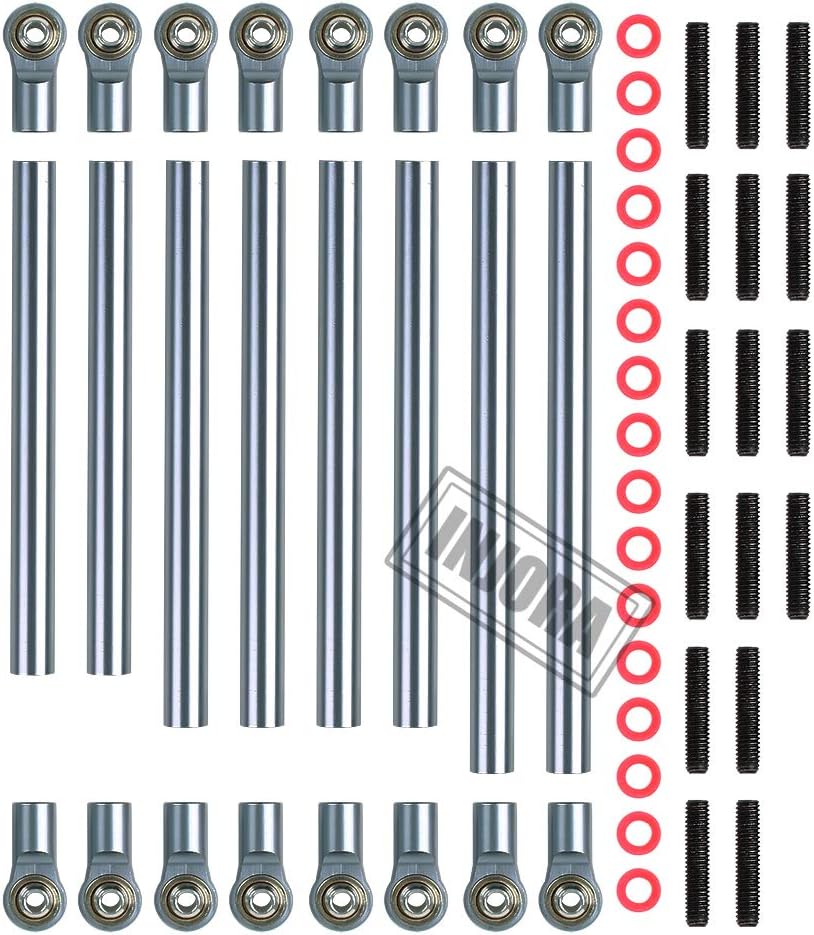 INJORA 313MM Wheelbase Link Rod for 1/10 RC Car Crawler Axial SCX10, 8pcs/lot,Aluminum Alloy(Grey)
