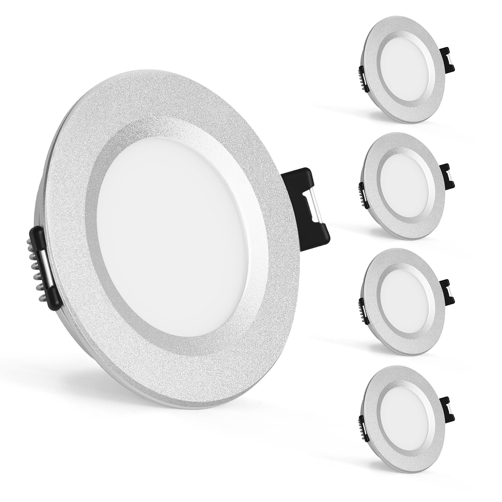 Faretti LED Da Incasso 12V Per Camper: 6 Pezzi, 3W 300Lm, Bianco Freddo 6000K, IP44, Diametro Foro 70-75mm Per Roulotte, Barca E Cucina