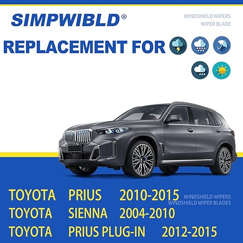 Vista 87 de SIMPWIBLD 3 limpiaparabrisas de repuesto para Hyundai Santa Fe/2013-2016 Mazda CX-5/2001-2007 Toyota Corolla 2007-2012, repuesto de equipo original