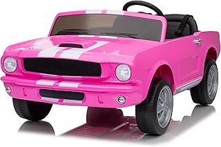 Voiture électrique pour Enfants 2 Places Shelby GT350 24V avec 4x4, télécommande 2,4 GHz, klaxon, LED, Musique, démarrage progressif, 4 x 200W, pour Enfants de 1 à 5 Ans (Rosa)