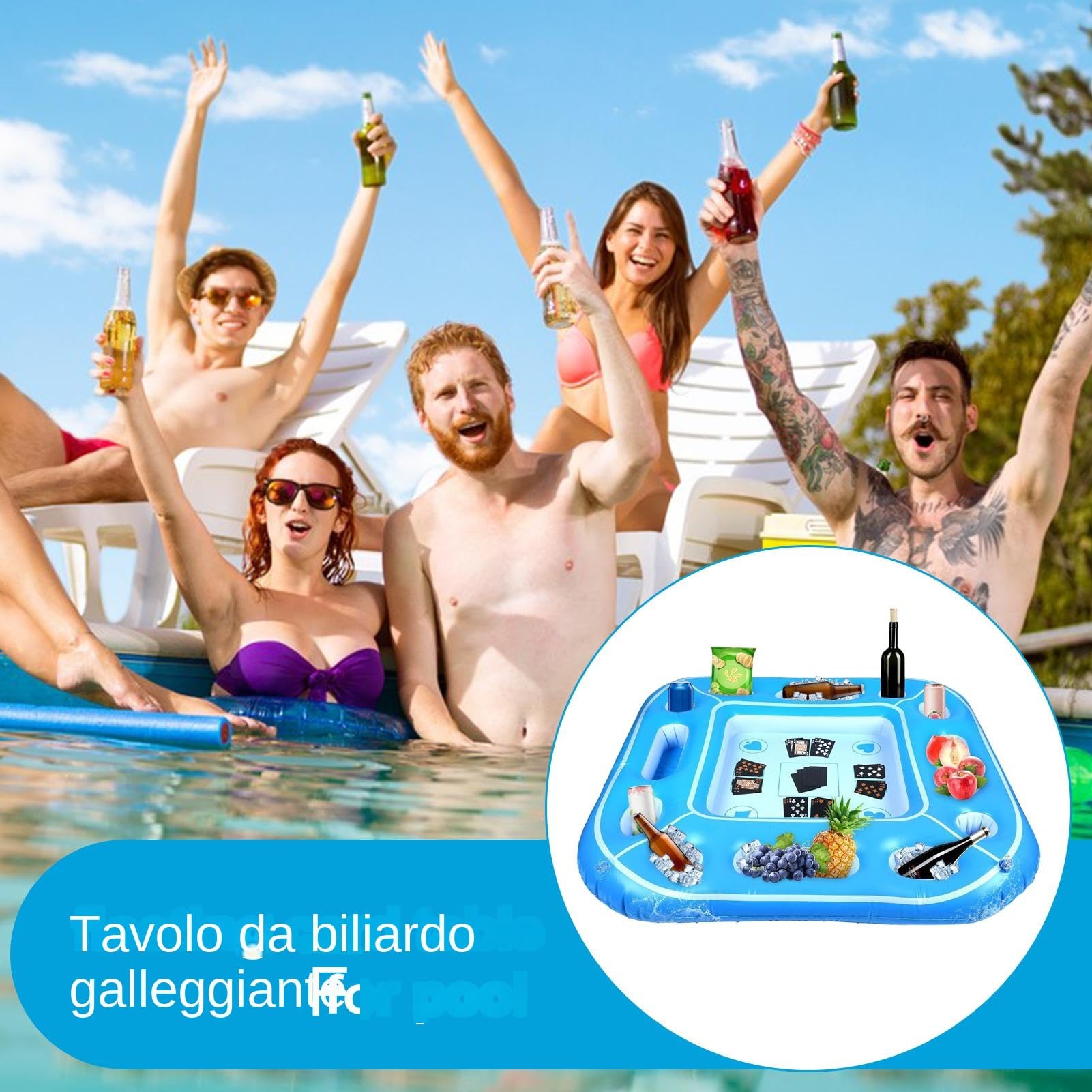 Mesa flotante para piscina, porta alimentos y bebidas, portátil