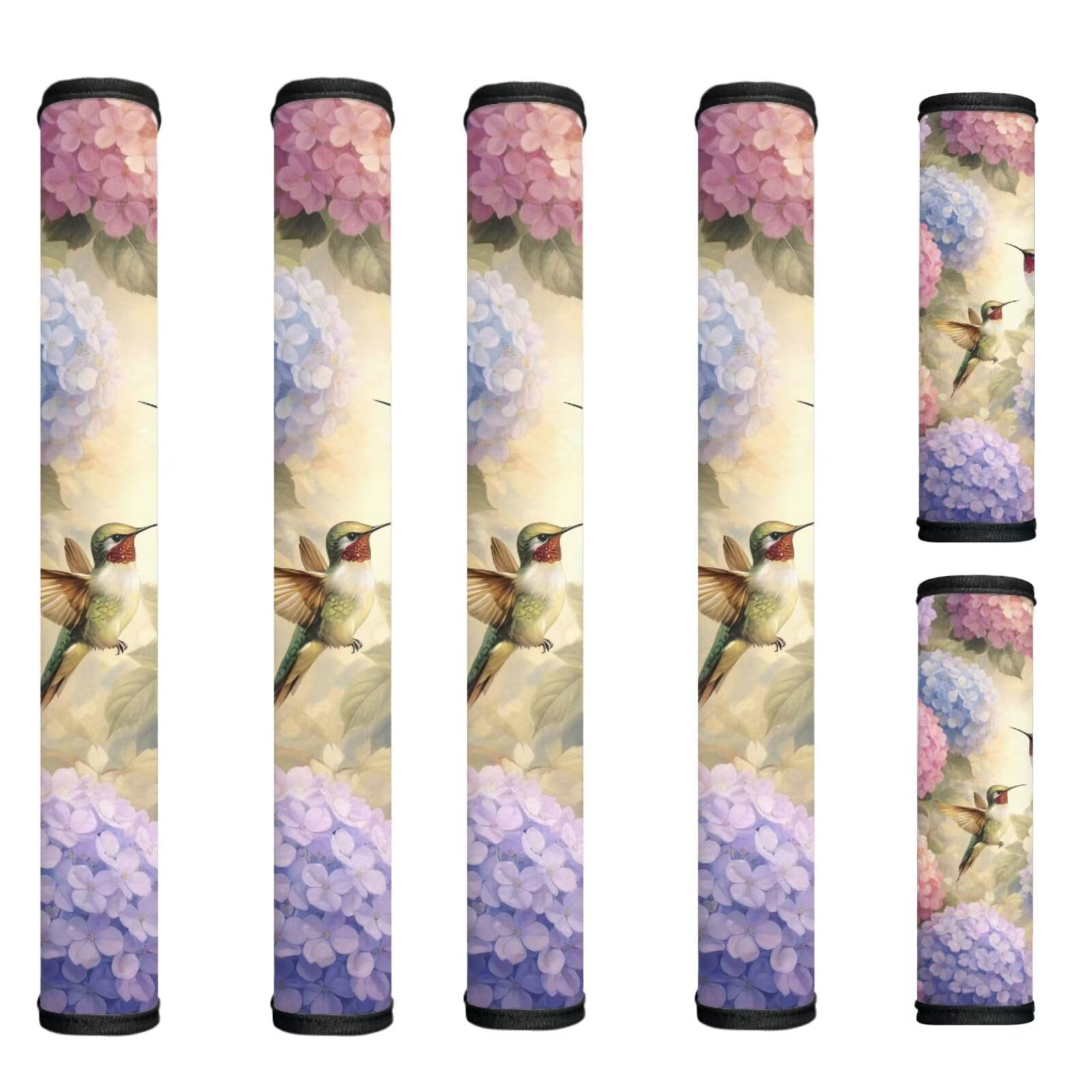 Hummingbird Refrigerator Handle Covers Set of 6 Floral Print Kitchen Appliance Handle Covers Non-Slip Washable Fridge Door Handle Protector, Keep Off Fingerprints,Food Stains