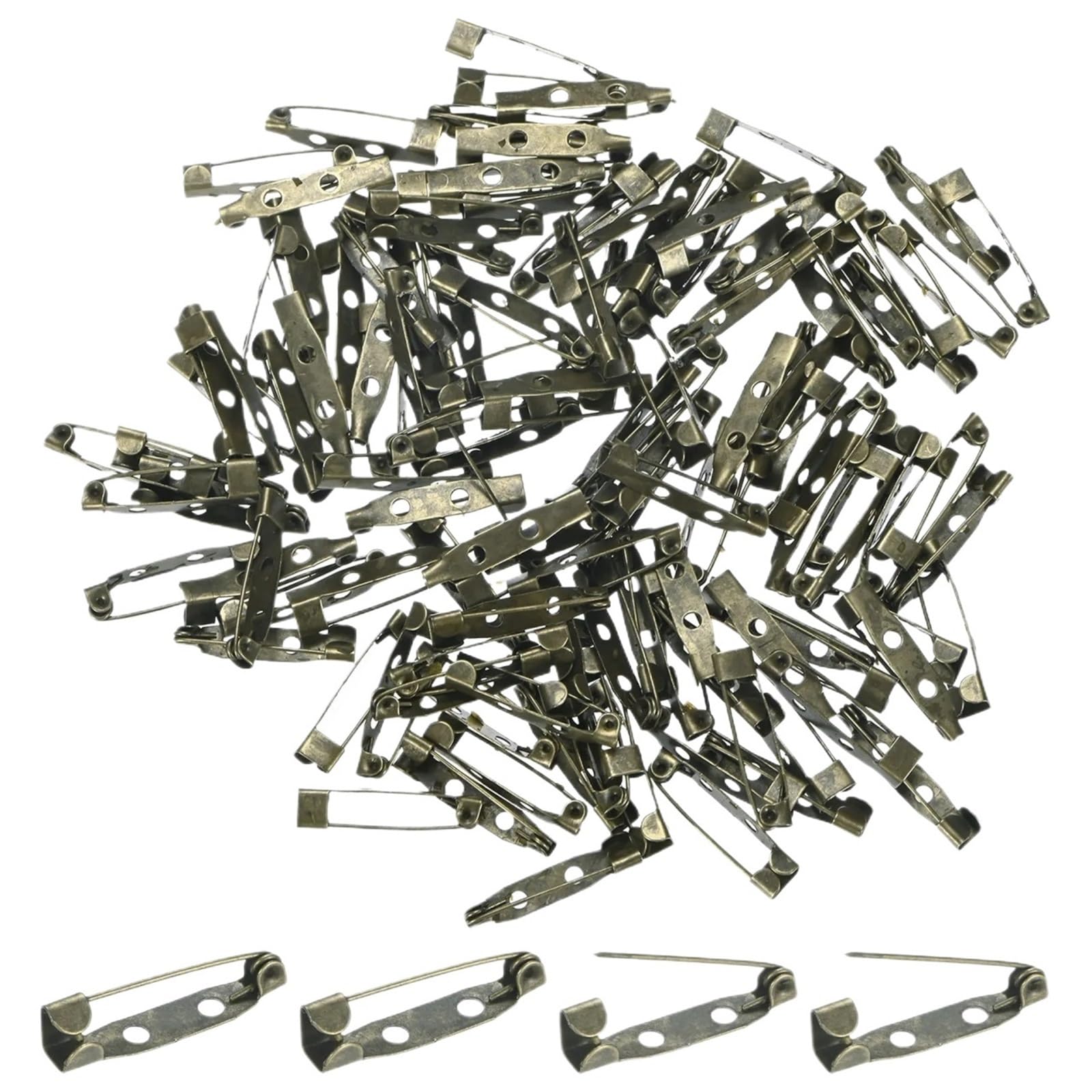 LUYSGBXR Brooch Pin 60/120pcs Bar Pins 1 Inch Brooch Pin Backs Clasp For Badges Name Tags Corsage Metal Boutonnieres Locking Pin-backing(Bronze,120pcs)