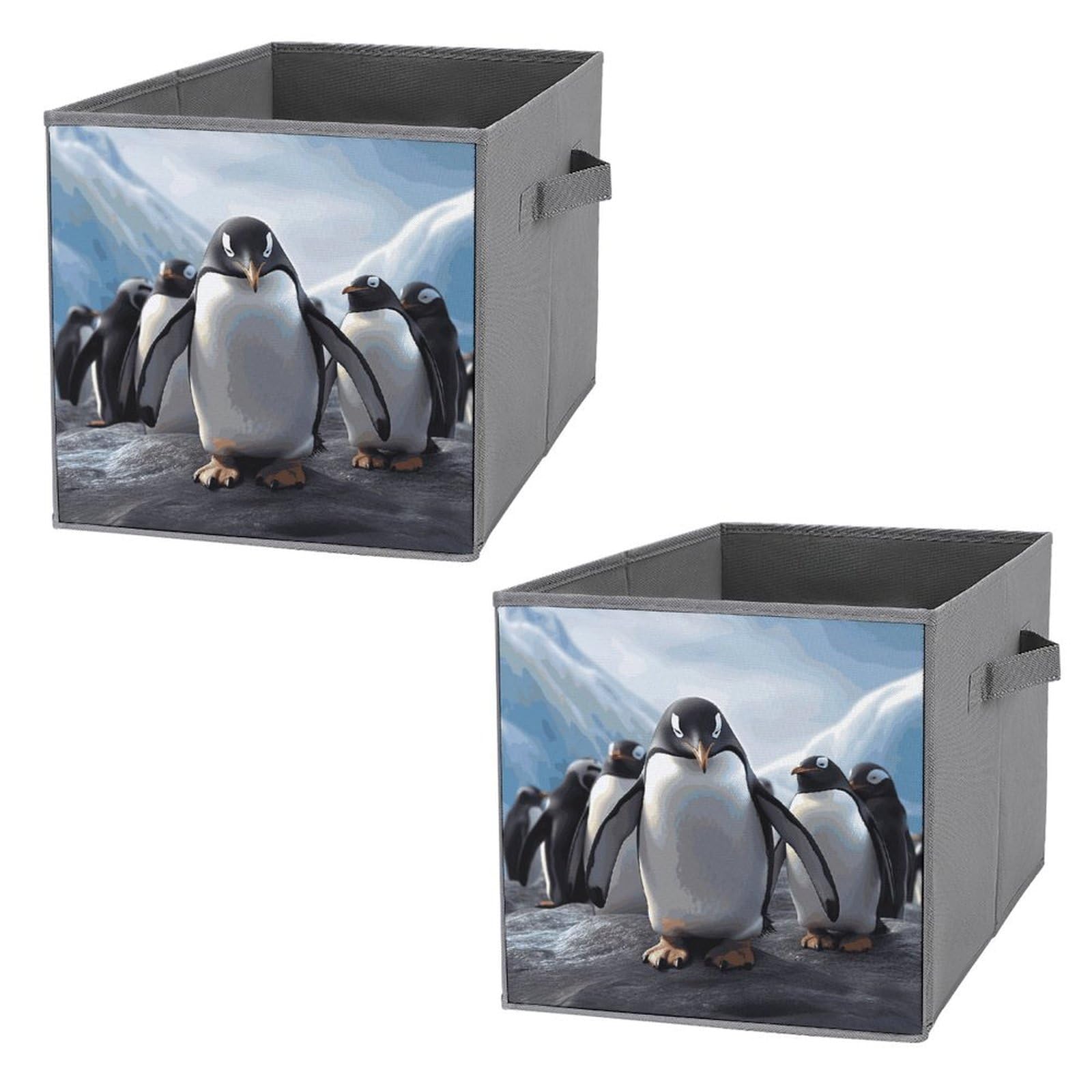 Boîtes de rangement pliables pour étagères et vêtements à motif pingouins