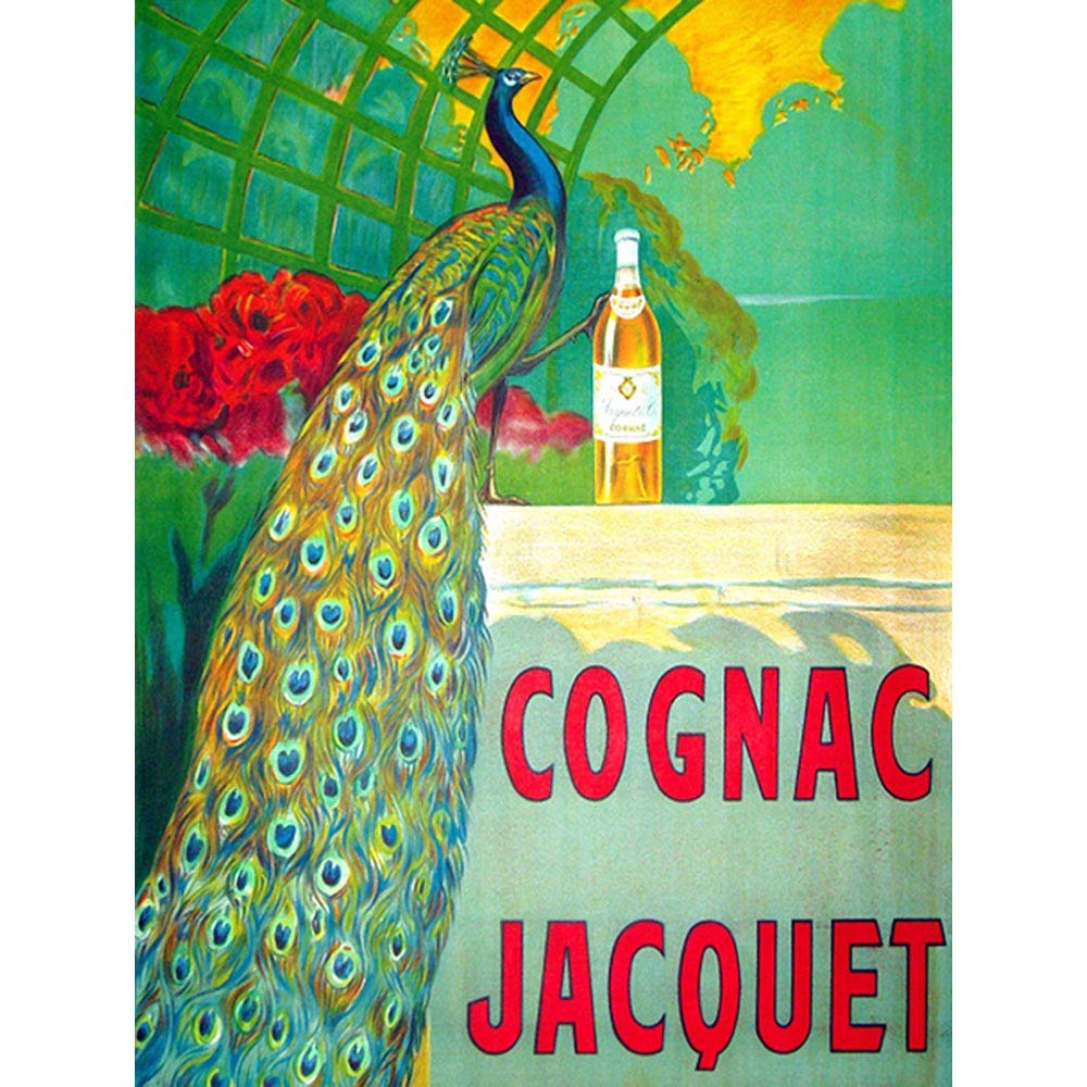 Wee Blue Coo Advert Cognac Drink Beverage Peacock Colourful Art Print Poster Wall Decor 12X16 Inch