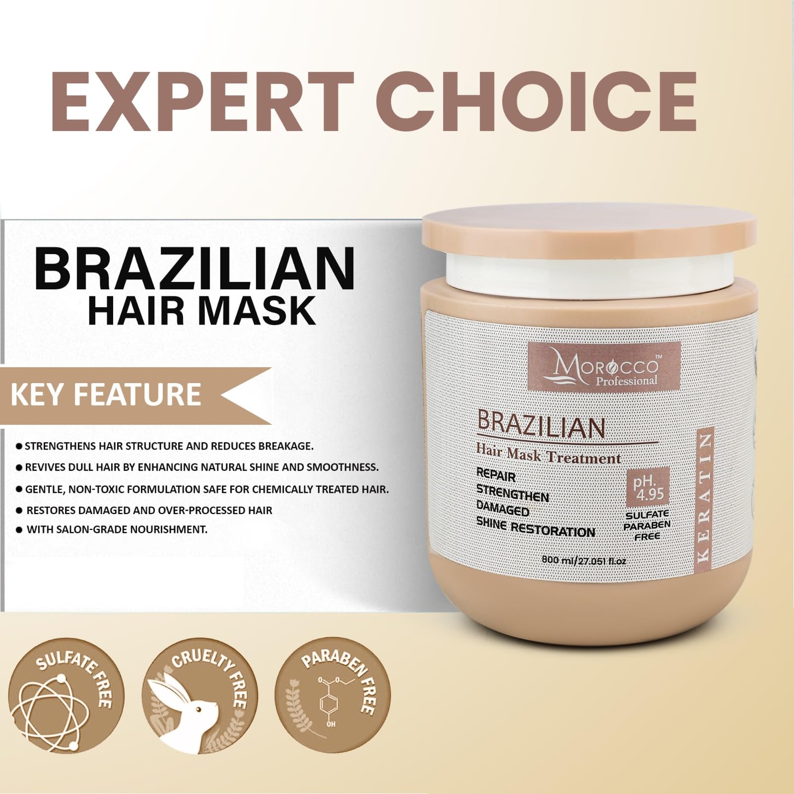 MOROCCO PROFESSIONAL Brazilian Hair Mask For Dry & Frizy Hair