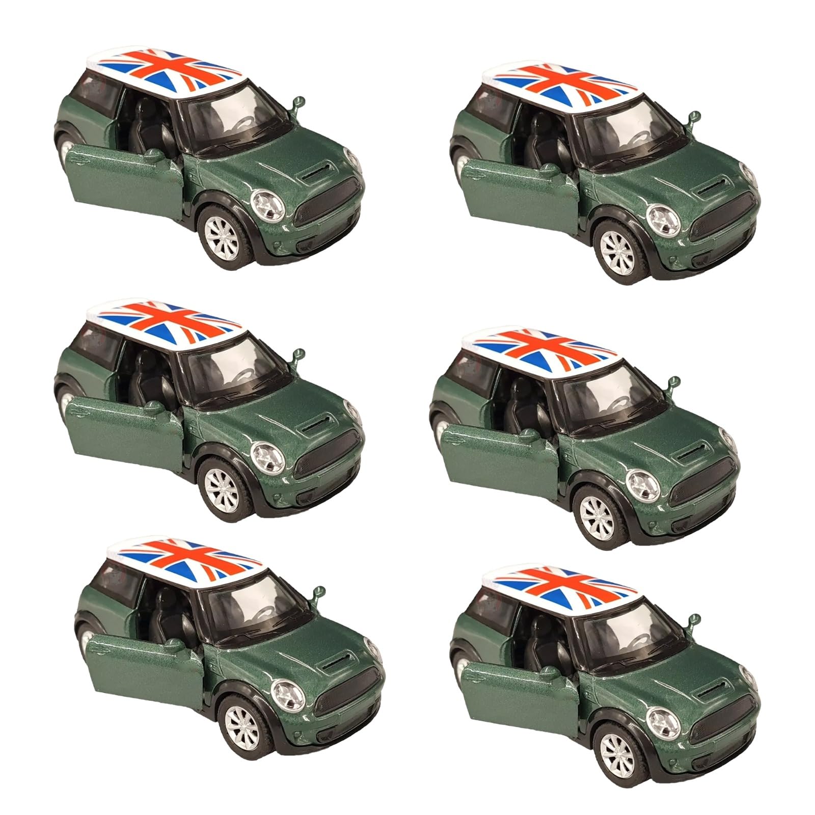 PEBBLE HUG Mini Sports Car, Super Alloy Die Cast Model, Ready to Run, Room Decorations Simulation Model, Sturdy and Durable Build, Green (6 Pcs)