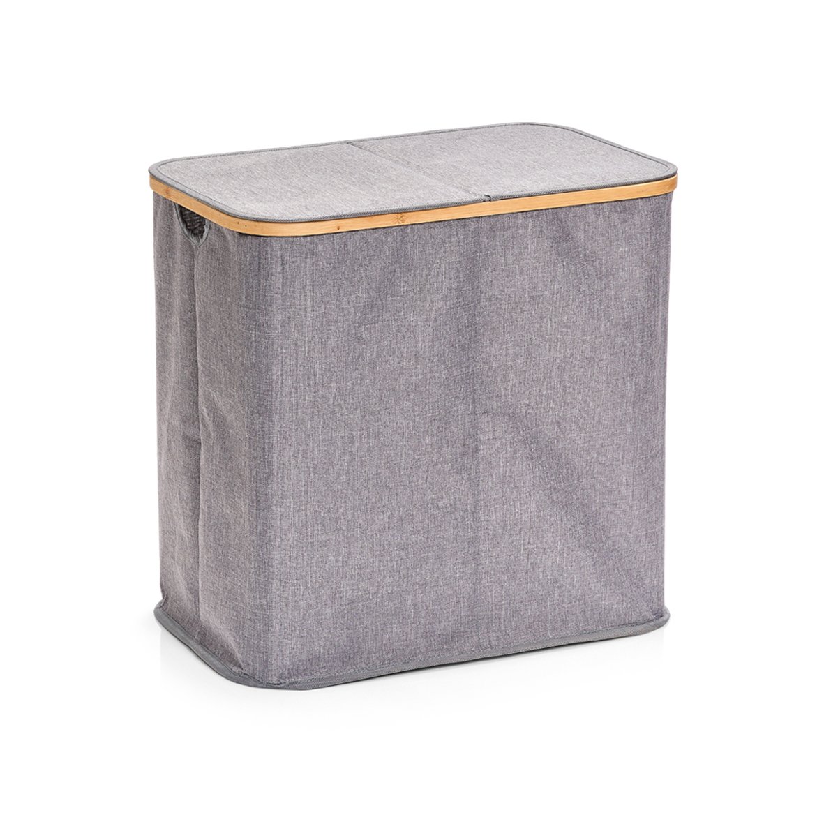 Cesto per la biancheria, in poliestere/bambù, colore: grigio, Grigio, 53,4 x 33 x 50 cm