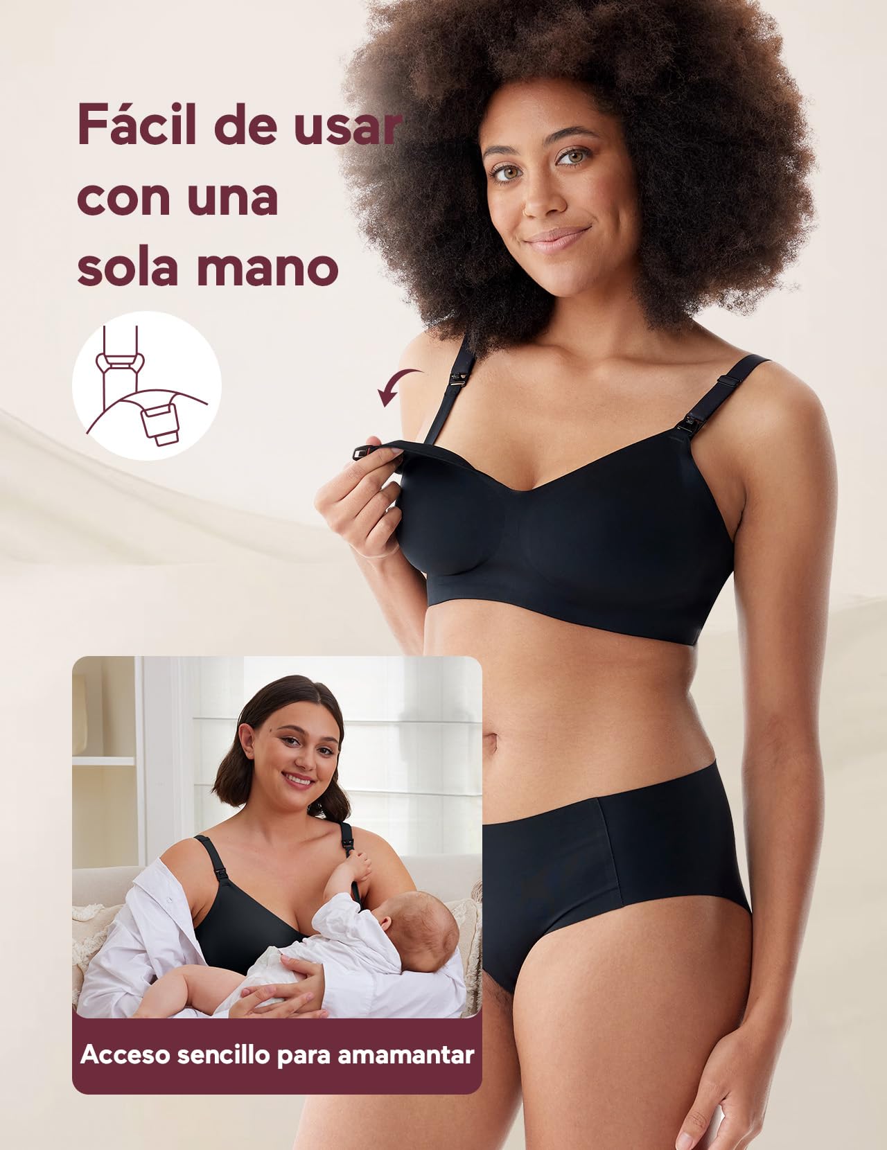 momcozy Sujetador de Lactancia sin Aros, Sujetador cómodo sin Costuras, Acolchado de Forma Natural, Suave para Dormir de Maternidad