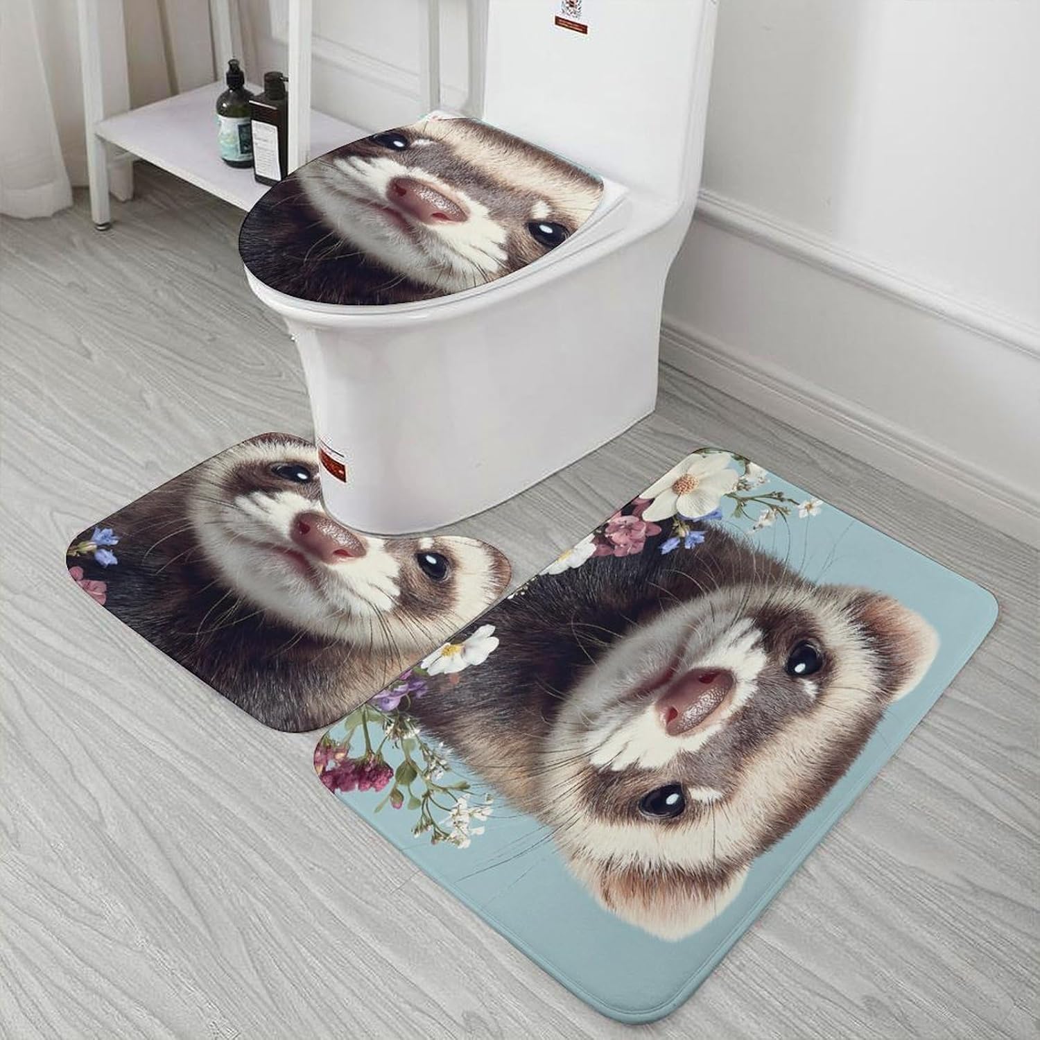 Cute Ferret Face Boys Girls Short Sleeve Shirts Graphic T-Shirts Crewneck Casual Printed Tee