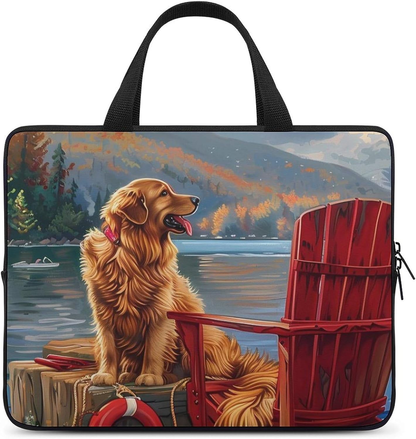 Retriever Dog Lake Laptop Bag Print Computer Sleeve Case Protector Briefcase Totes for Women Men