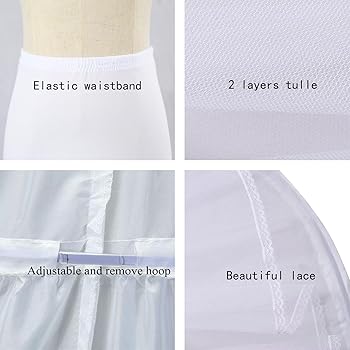 Sottogonna Con Pizzo E Cerchio - Crinolina 3 Strati Per Abiti Da Sposa E Sera - Taglia Unica (Adatta Da XS A XXL)