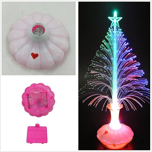 Miniatura 4 de alfyng Árbol de Navidad de fibra óptica LED, juego de árbol navideño que cambia de color con una estrella, árbol de Navidad iluminado de mesa de