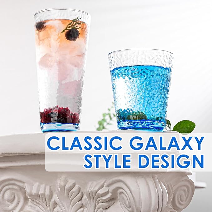 Set de 8 Vasos de Vidrio, 4 Altos 12 oz y 4 Bajos 10 oz, Azul Claro miniatura 3