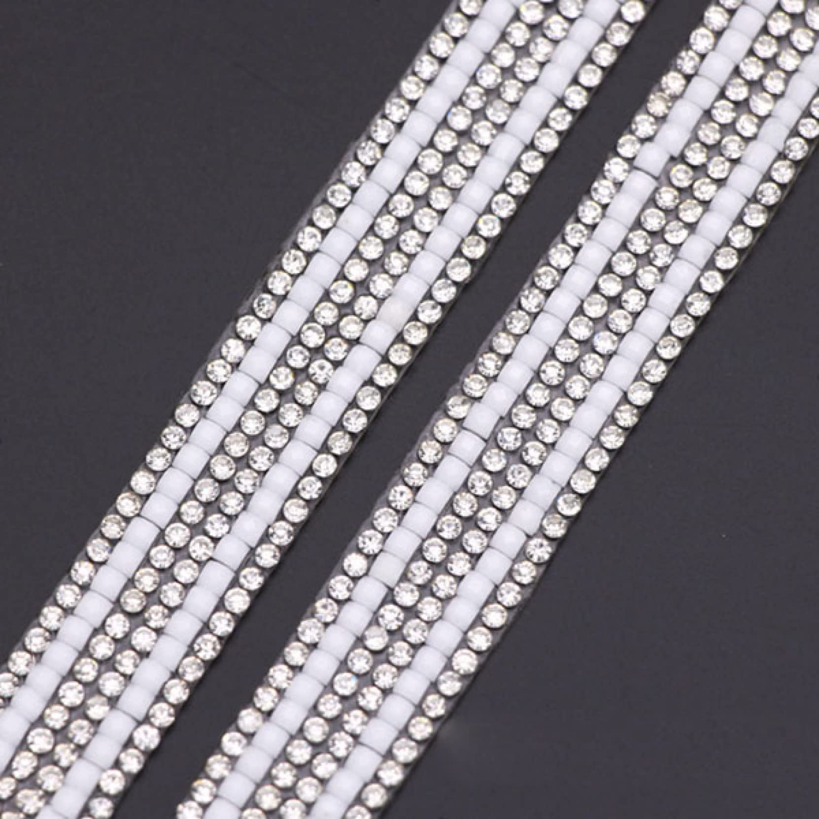 1 Yard Weiße Perle Strassbesatz Strassband Kristallkette Band Eisen auf Kleidung Brautkleider DIY Handwerk (Color : A-3MM, Size : 1 Yard) (B 13mm)