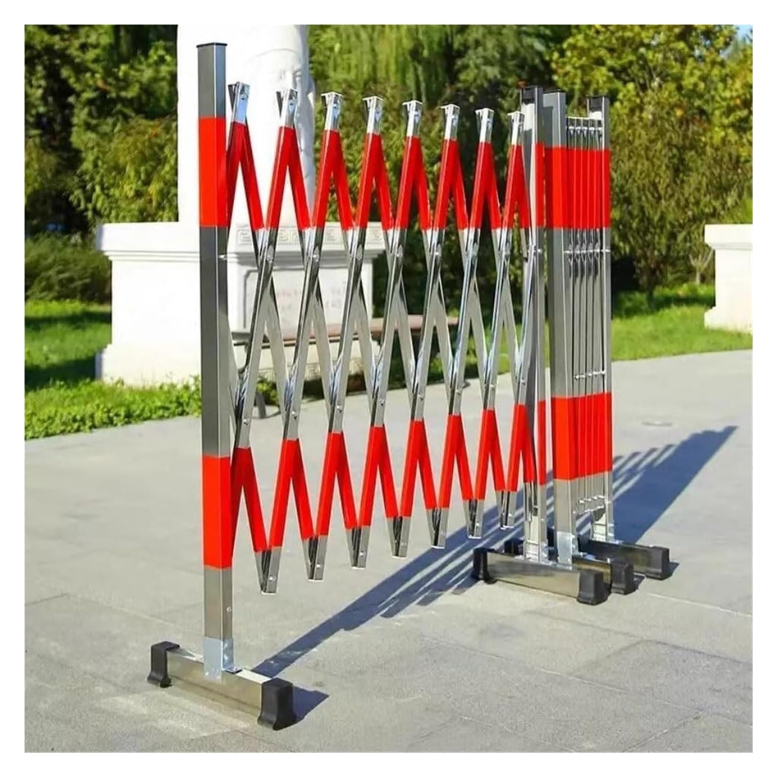 Barrière métallique télescopique – Barrière de sécurité Extensible et rétractable, Barrage Routier Mobile et Durable pour Les Chantiers de Construction, la sécurité événe