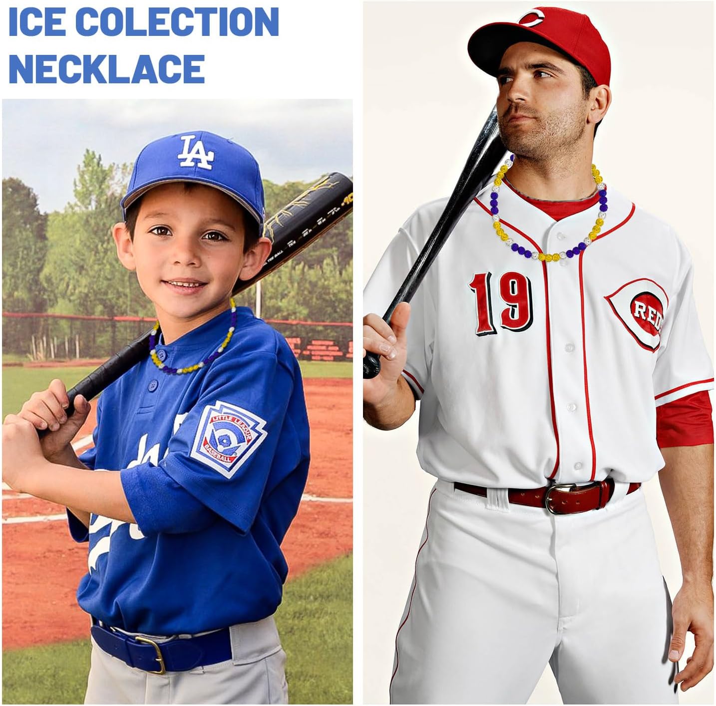 Baseball Beaded Chain Necklace for Men Women,Ice Collection Necklace Diamond Rhinestone Bling Inspired Sports Jewelry 18 inches,Baseball Dirp Accessories gift for team lovers Baseballer Inspired - Image 5