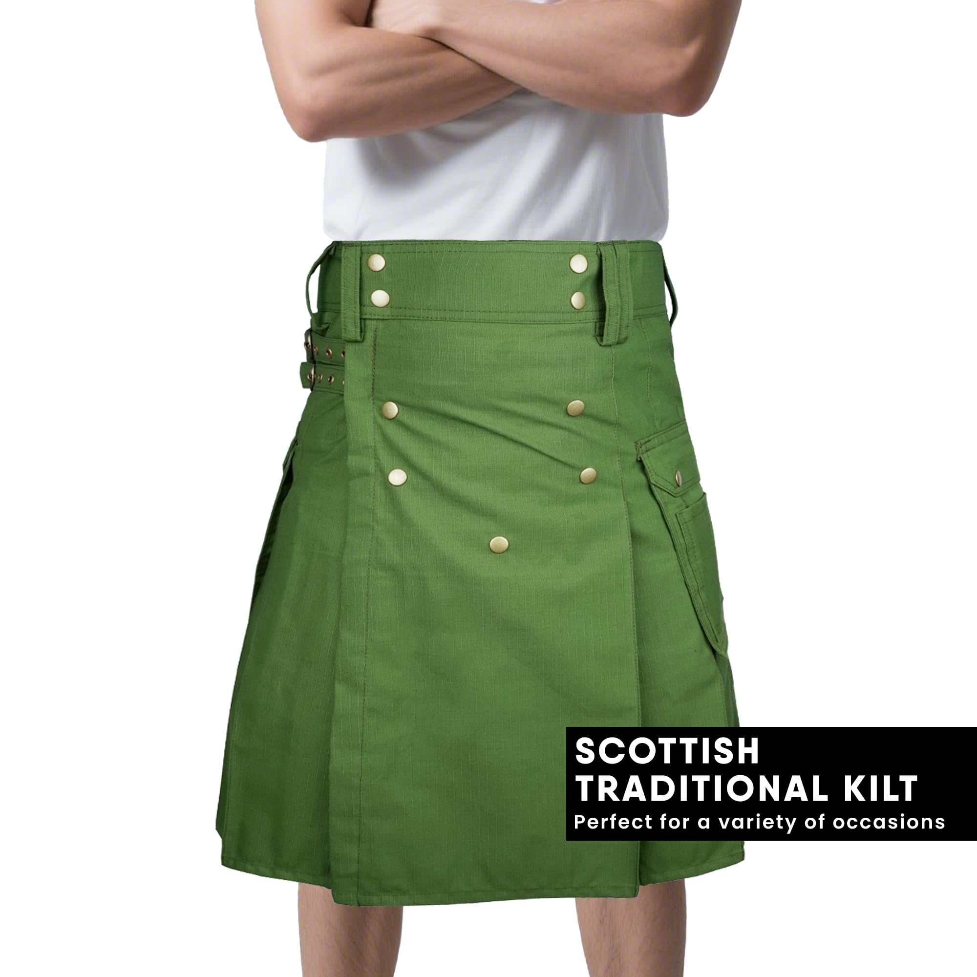 McWilliams Kilt for Men Scottish Hybrid Sports Utility Mens Kilt, Green, 48 - Image 3