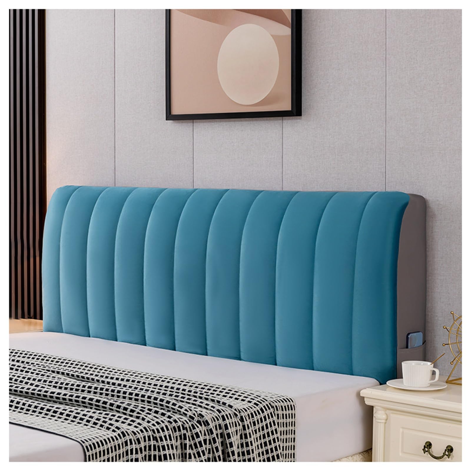 Yuezhong Blue Bed Headboard Cover, Velvet Bed Headboard Cover For Full Queen Size, Quilted Thicken Headboard Padding Protector Cover Bedroom Decor, Washable(,150X60cm/59X24in)