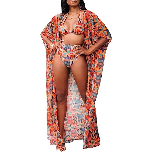 Women Sexy Three Pieces Tops Bottoms and Floral Cover-ups Or Two Pieces Hater Neck Summer Beach Swimsuits
